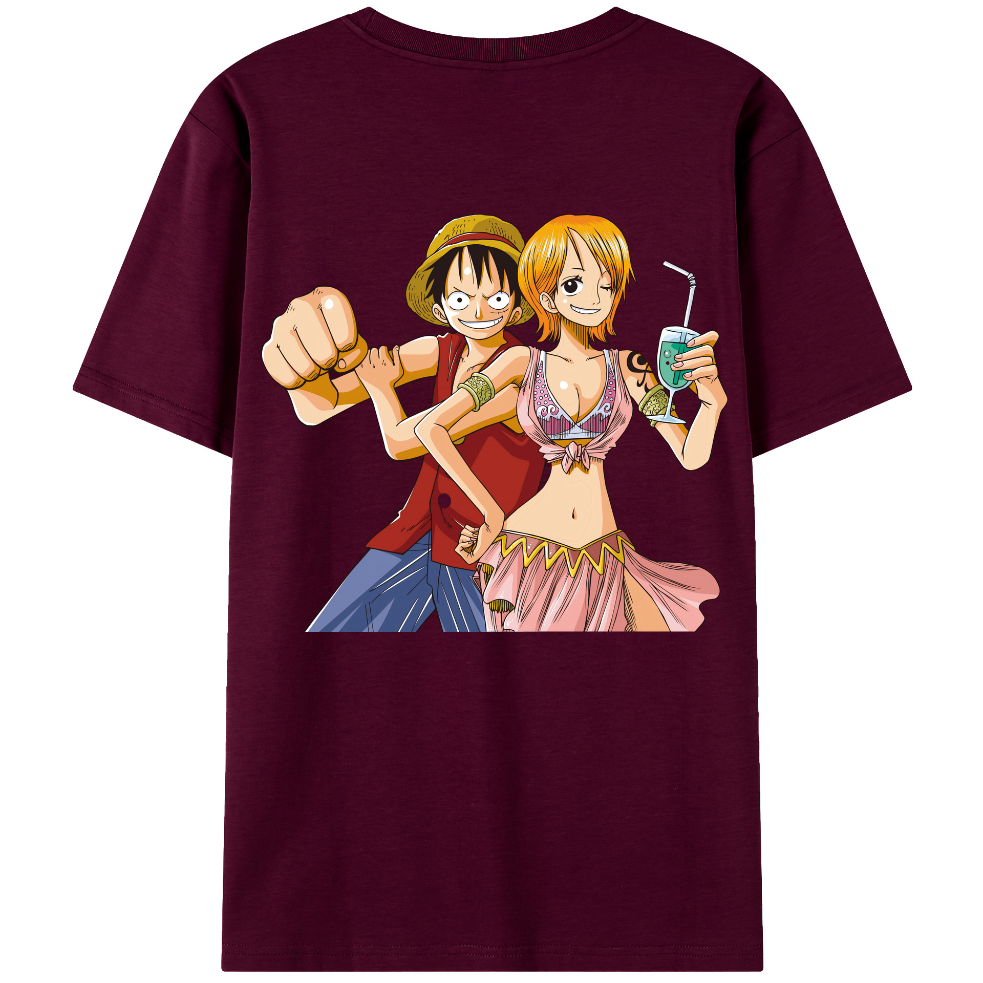 ワンピース モンキー・D・ルフィ ONE PIECE Monkey D. Luffy レディース半袖Tシャツ(バックプリント)